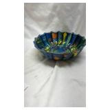 Multicolored Scalloped Pottery Bowl