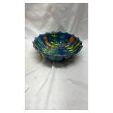 Multicolored Scalloped Pottery Bowl