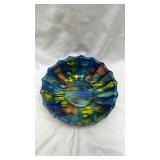 Multicolored Scalloped Pottery Bowl