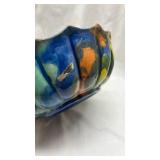 Multicolored Scalloped Pottery Bowl