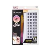 KISS imPRESS Falsies Press On Self Adhesive Eyelashes, 12mm-14mm Natural Volume Press On Lashes, Black, No Glue Needed, Invisible Band, 20 Lash Clusters & Non-Stick Applicator - Natural