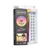 KISS imPRESS Falsies Press On Self Adhesive Eyelashes, 12mm-14mm Natural Volume Press On Lashes, Black, No Glue Needed, Invisible Band, 20 Lash Clusters & Non-Stick Applicator - Natural
