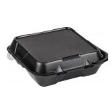 15 pk Genpak Large Snap-It 1 Cmpt. Vented Hinged Container - 9 1/4\" x 9 1/4\" x 3\", Black