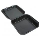 15 pk Genpak Large Snap-It 1 Cmpt. Vented Hinged Container - 9 1/4\" x 9 1/4\" x 3\", Black