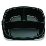 Forum 10 3 Compartment Black Deep Square Base Container - 40 ct