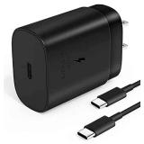 USB C Charger-25W PD Wall Charger Fast Charging for Samsung A23/A23 5G/A24 4G/A33 5G/A34/A52/A52 5G/A52s g/A53 5G/A54/A55/A70/A70s/A71 and Note Series with 4ft Type C to C Cable - Black