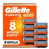 Gillette Fusion5 Power Razor Blades for Men, 5-Blade Razor Refills, 8 Count, Holiday Gifts for Men