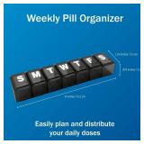Amazon Basic Care Weekly (7-Day) Pill Organizer, Vitamin Planner, And Medicine Box, Medium Compartments, Black