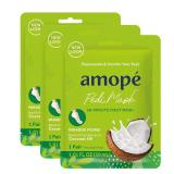 AmopÃ© Pedi Mask 20-Minute Foot Mask, Intensely Moisturizing Socks, Paradise Found with Coconut Oil, Urea & Vitamin Complex for Long Lasting Hydration, No Added Fragrance, 3 pair