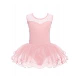 Zaclotre Tutu for Toddler Girls Ballet leotards Sparkly Sleevesless Mesh Dance Dress Ballerina Outfits Ballet Pink 4-5T