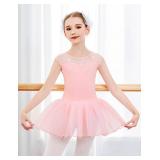 Zaclotre Tutu for Toddler Girls Ballet leotards Sparkly Sleevesless Mesh Dance Dress Ballerina Outfits Ballet Pink 4-5T