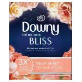 Downy Infusions Bliss Mega Fabric Softener Dyer Sheets, Amber and Rose Scent, 65 sheets