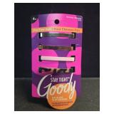 Goody Stay Tight Fine Hair Barrettes, 4 Ct, Assorted Colors, SlideProof Flat Clips, Comfortable & Versatile Styling Accessories for Women, Men, Boys & Girls, Clips for All Hair Types, Color Will Vary