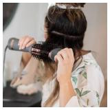 Hairitage Volumizing One Step Blow Dry Brush + Hair Dryer for Curling + Straightening - Ceramic Tourmaline Blowout Brush + Volumizer - Hair Styler for Smooth Shiny, Frizz-Free Styles - Matte Grey