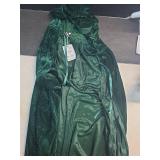 Evlatte Velvet Cloak, Adult Hooded Cloak Velvet Cape Halloween Witch Costume for Men and Women Cosplay Costumes (Green, Medium)