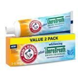 ARM & HAMMER Toothpaste Plus TheraBreath Breath Fresheners, ICY Mint Flavor, Teeth Whitening Toothpaste, Anticavity Fluoride for Bad Breath, 5.5 Oz (Pack of 2)