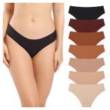 SHARICCA Women Seamless Cheeky Bikini No Show Panties Ladies Invisible Breathable Briefs Soft Stretch Underwear 7 Pack (7P01,M)