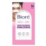 Biore Nose+Face Blackhead Remover Strips, Deep Cleansing Strips for Nose, Chin, or Forehead, Instant Blackhead Removal and Pore Unclogging, Oil-free, Non-Comedogenic Use, 14 Count