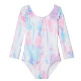 Domusgo Toddler Leotard for Girls Gymnastics Size 2t 3t Sparkle Colorful Tie Dye Long Sleeve Dance Outfits