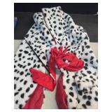 4 Pack Women Halloween Dalmatian Costume, Black White Dalmatian Shawl Scarf Stole, 1920s Red Glove, Faux Pearls Necklace for Adult