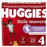 Huggies Size 4 Diapers, Little Movers Baby Diapers, Size 4 (22-37 lbs), 22 count