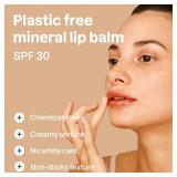 ATTITUDE Oceanly Tinted Lip Balm with SPF 30, EWG Verified, Plastic-Free, Broad Spectrum UVA/UVB Protection with Zinc Oxide, Vegan, Unscented, Peachy Shell, 0.3 Ounce