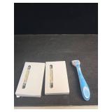 Amazon Basics 5-Blade Razor Handle for Women, Includes 6 Cartridges, 7 Piece Set, Blue