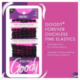 Goody Ouchless Forever Fine Hair Elastics - 10 Ct, Black, Damage-Free Bands, 3X Stronger Hair Ties, Retainable Shape, 16 Strand Inner Core, Hair Accessories for Women & Men