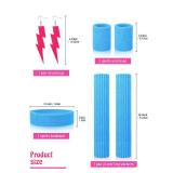 SATINIOR Women 80s 90s Workout Costume Outfit Accessories Set Leg Warmers Headband Wristbands Earrings Swimwear Suit (Lake Blue, Rose Red,Small) (HEADBAND IS PINK)