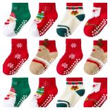 Aroveea Non Slip Grip Ankle Baby Socks 12 Pack for Toddler Boys and Girls Kids,Infant Cute Cotton Baby Socks