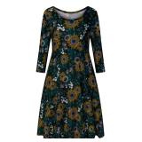 Tanst Sky Tunic Dresses for Women with Pockets, Baggy Fall Maternity Dress Basic Half Sleeve Midi Shift Decent Business Casual Clothing Fashionable Vacation Holiday Sundress Green Sunflower X-Large