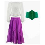 Tarpop 3 Pcs Halloween Gypsy Costume Accessories for Women Pirate Dancer for Renaissance Medieval(X-Large)