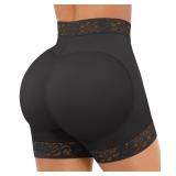 FeelinGirl Butt Lifter Shorts Tummy Control Panty Mid-Rise Butt Enhancer Shapewear Black XL