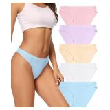 voenxe Women Bikini Underwear,Seamless Breathable Ladies Panties,No Show Comfortable Briefs Undies for Women,Hipster,5-Pack, Medium