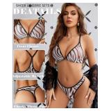 Avidlove Lingerie Set for Women Mesh Bra and Panty Sets 2 Piece Sexy Underwear Sheer Babydoll Outfits, XL
