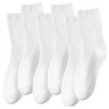 DOKUTOKU Womens Crew Socks Size 7-9 Cotton Cute Long Fall Workout Casual Socks 6 Pack