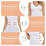 Camisoles with Built in Bra Compression Padded Shapewear Tank Tops for Women White Tank Tops with Built in Bras Tummy Control, XL