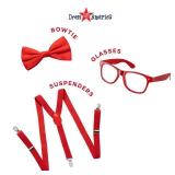 Dress Up America Bow Tie and Suspenders Set - Bow, Glasses & Suspenders for Boys and Girls, Party Accessories Adults & Kids