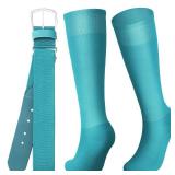 Zhanmai Baseball Belt and Socks Combo Adjustable Softball Socks and Elastic Waist Belt for Youth Boys Girls, Adult(Teal,Youth)
