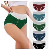 KAZNA Womens Cotton Underwear, High Waisted Briefs Panties Plus & Regular Size, Breathable Soft Hipster 5 Pack XL