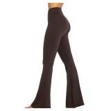 Sunzel Flare Leggings, Crossover Yoga Pants with Tummy Control, High Waisted and Wide Leg, No Front Seam Java Brown Medium 30\" Inseam