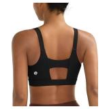 RUNNING GIRL Black Sports Bras for Women, Molded Cup Running Sports Bras for Women High Support Large Bust(3050_Black_L)