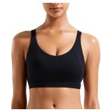 RUNNING GIRL Black Sports Bras for Women, Molded Cup Running Sports Bras for Women High Support Large Bust(3050_Black_L)