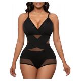 Avidlove Shapewear for Women Plus Size Bodysuit Body Suits Tummy Control Shapewear with Bra(Black,XX-Large)