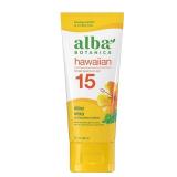Alba Botanica Sunscreen for Face and Body, Hawaiian Aloe Vera Sunscreen Lotion, Broad Spectrum SPF 15, Water Resistant and Biodegradable, 3 fl. oz. Bottle