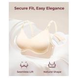 Momcozy Nursing Bras for Breastfeeding Seamless Ultra Comfort Maternity Bra Smooth Wireless Pregnancy Sleeping Bralette Nude, M