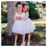 Topmaker Flower Girl Dress for Toddler Baby Girls,Lace Tulle Dress for Wedding,Birthday Party,Photoshoot,Special Occasion Size- 2T