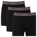 Organic Signatures 3-pack Soft Comfortable Mens 100% Organic Cotton Boxer Briefs (Large, Black)