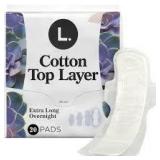 L. Cotton Top Pads Extra Long Overnight 24 Count