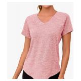 Pink Crew Neck Athletic T-Shirt With Pocket Size XXL